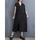 Solid Color Split-Front Split-Joint A-Line Loose V-Neck Midi Dresses Solid Color Split-Front Split-Joint A-Line Loose V-Neck Midi Dresses