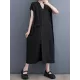 Solid Color Split-Front Split-Joint A-Line Loose V-Neck Midi Dresses Solid Color Split-Front Split-Joint A-Line Loose V-Neck Midi Dresses