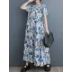 Printed Split-Joint A-Line Loose Stand Collar Midi Dresses Printed Split-Joint A-Line Loose Stand Collar Midi Dresses