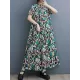 Printed Split-Joint A-Line Loose Stand Collar Midi Dresses Printed Split-Joint A-Line Loose Stand Collar Midi Dresses