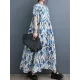 Printed Split-Joint A-Line Loose Stand Collar Midi Dresses Printed Split-Joint A-Line Loose Stand Collar Midi Dresses