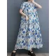 Printed Split-Joint A-Line Loose Stand Collar Midi Dresses Printed Split-Joint A-Line Loose Stand Collar Midi Dresses