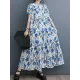 Printed Split-Joint A-Line Loose Stand Collar Midi Dresses Printed Split-Joint A-Line Loose Stand Collar Midi Dresses
