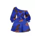 Elasticity Printed Tied Waist High Waisted Loose One-Shoulder Mini Dresses Elasticity Printed Tied Waist High Waisted Loose One-Shoulder Mini Dresses