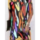 Printed Batwing Sleeves Loose Round-Neck Mini Dresses Printed Batwing Sleeves Loose Round-Neck Mini Dresses