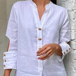 Long Sleeves Buttoned Hollow V-Neck Mini Dresses