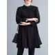 Asymmetric Buttoned Elasticity Pleated Long Sleeves Loose Mini Dresses Asymmetric Buttoned Elasticity Pleated Long Sleeves Loose Mini Dresses