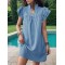 Ruffled Solid Color A-Line Loose Stand Collar Mini Dresses