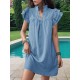 Ruffled Solid Color A-Line Loose Stand Collar Mini Dresses Ruffled Solid Color A-Line Loose Stand Collar Mini Dresses
