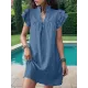 Ruffled Solid Color A-Line Loose Stand Collar Mini Dresses Ruffled Solid Color A-Line Loose Stand Collar Mini Dresses