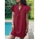 Ruffled Solid Color A-Line Loose Stand Collar Mini Dresses Ruffled Solid Color A-Line Loose Stand Collar Mini Dresses