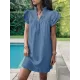 Ruffled Solid Color A-Line Loose Stand Collar Mini Dresses Ruffled Solid Color A-Line Loose Stand Collar Mini Dresses