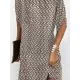 Printed Batwing Sleeves Loose Round-Neck Mini Dresses Printed Batwing Sleeves Loose Round-Neck Mini Dresses