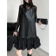 Pleated Split-Joint A-Line Loose U-Neck Mini Dresses Pleated Split-Joint A-Line Loose U-Neck Mini Dresses