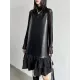 Pleated Split-Joint A-Line Loose U-Neck Mini Dresses Pleated Split-Joint A-Line Loose U-Neck Mini Dresses