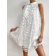Jacquard Pleated Solid Color Split-Joint Loose Sleeveless Stand Collar Mini Dresses Jacquard Pleated Solid Color Split-Joint Loose Sleeveless Stand Collar Mini Dresses