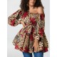 Elasticity Flower Print Tied Waist High Waisted Loose One-Shoulder Mini Dresses Elasticity Flower Print Tied Waist High Waisted Loose One-Shoulder Mini Dresses