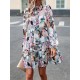 Printed Split-Joint Tied A-Line High Waisted Mock Neck Mini Dresses Printed Split-Joint Tied A-Line High Waisted Mock Neck Mini Dresses