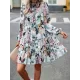 Printed Split-Joint Tied A-Line High Waisted Mock Neck Mini Dresses Printed Split-Joint Tied A-Line High Waisted Mock Neck Mini Dresses