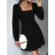 Solid Color Split-Joint A-Line High Waisted Square-Neck Mini Dresses Solid Color Split-Joint A-Line High Waisted Square-Neck Mini Dresses