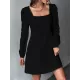 Solid Color Split-Joint A-Line High Waisted Square-Neck Mini Dresses Solid Color Split-Joint A-Line High Waisted Square-Neck Mini Dresses