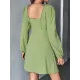 Solid Color Split-Joint A-Line High Waisted Square-Neck Mini Dresses Solid Color Split-Joint A-Line High Waisted Square-Neck Mini Dresses