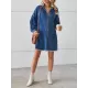 Buttoned Fringed Pleated Pockets Split-Joint Long Sleeves Loose Lapel Mini Dresses Buttoned Fringed Pleated Pockets Split-Joint Long Sleeves Loose Lapel Mini Dresses