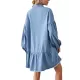 Buttoned Fringed Pleated Pockets Split-Joint Long Sleeves Loose Lapel Mini Dresses Buttoned Fringed Pleated Pockets Split-Joint Long Sleeves Loose Lapel Mini Dresses