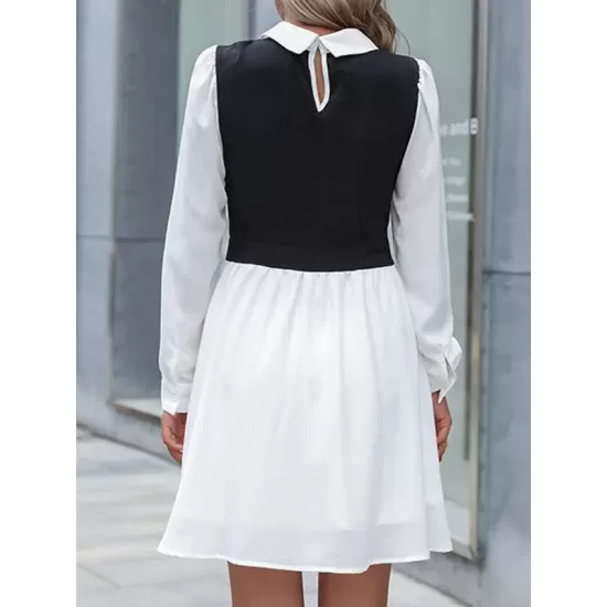 Buttoned Hollow Split-Joint A-Line High Waisted Lapel Mini Dresses Buttoned Hollow Split-Joint A-Line High Waisted Lapel Mini Dresses