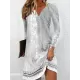 Floral Printed Long Sleeves Loose V-Neck Mini Dresses Floral Printed Long Sleeves Loose V-Neck Mini Dresses