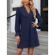 Ruffled Solid Color A-Line Long Sleeves V-Neck Mini Dresses Ruffled Solid Color A-Line Long Sleeves V-Neck Mini Dresses
