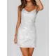 Back Cross Sequined Solid Color Skinny Sleeveless Spaghetti-Neck Mini Dresses Back Cross Sequined Solid Color Skinny Sleeveless Spaghetti-Neck Mini Dresses