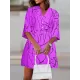 Buttoned Elasticity Pleated Printed Batwing Sleeves Half Sleeves V-Neck Mini Dresses Buttoned Elasticity Pleated Printed Batwing Sleeves Half Sleeves V-Neck Mini Dresses
