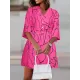 Buttoned Elasticity Pleated Printed Batwing Sleeves Half Sleeves V-Neck Mini Dresses Buttoned Elasticity Pleated Printed Batwing Sleeves Half Sleeves V-Neck Mini Dresses