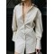 Buttoned Striped Flared Sleeves Long Sleeves Lapel Shirt Dress Mini Dresses
