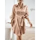 Buttoned Leopard Tied Waist Long Sleeves Loose Lapel Shirt Dress Mini Dresses Buttoned Leopard Tied Waist Long Sleeves Loose Lapel Shirt Dress Mini Dresses