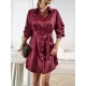 Buttoned Leopard Tied Waist Long Sleeves Loose Lapel Shirt Dress Mini Dresses Buttoned Leopard Tied Waist Long Sleeves Loose Lapel Shirt Dress Mini Dresses