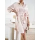Buttoned Leopard Tied Waist Long Sleeves Loose Lapel Shirt Dress Mini Dresses Buttoned Leopard Tied Waist Long Sleeves Loose Lapel Shirt Dress Mini Dresses