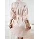 Buttoned Leopard Tied Waist Long Sleeves Loose Lapel Shirt Dress Mini Dresses Buttoned Leopard Tied Waist Long Sleeves Loose Lapel Shirt Dress Mini Dresses