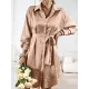 Buttoned Leopard Tied Waist Long Sleeves Loose Lapel Shirt Dress Mini Dresses Buttoned Leopard Tied Waist Long Sleeves Loose Lapel Shirt Dress Mini Dresses