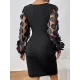 Buttoned Elasticity Mesh Polka-Dot Solid Color Bodycon High Waisted Deep V-Neck Mini Dresses Buttoned Elasticity Mesh Polka-Dot Solid Color Bodycon High Waisted Deep V-Neck Mini Dresses
