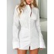Buckle Solid Color Split-Front High Waisted Long Sleeves Lapel Mini Dresses Buckle Solid Color Split-Front High Waisted Long Sleeves Lapel Mini Dresses