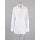 Buckle Solid Color Split-Front High Waisted Long Sleeves Lapel Mini Dresses Buckle Solid Color Split-Front High Waisted Long Sleeves Lapel Mini Dresses