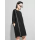 Original Black Zipper Batwing Sleeve Round-Neck Mini Dress Original Black Zipper Batwing Sleeve Round-Neck Mini Dress