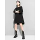 Original Black Zipper Batwing Sleeve Round-Neck Mini Dress Original Black Zipper Batwing Sleeve Round-Neck Mini Dress
