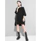 Original Black Zipper Batwing Sleeve Round-Neck Mini Dress Original Black Zipper Batwing Sleeve Round-Neck Mini Dress