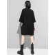 Original Black Zipper Batwing Sleeve Round-Neck Mini Dress Original Black Zipper Batwing Sleeve Round-Neck Mini Dress