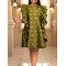 Flower Print Ruffled Zipper High Waisted Loose Round-Neck Mini Dresses