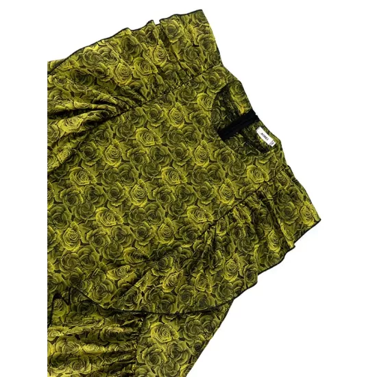Flower Print Ruffled Zipper High Waisted Loose Round-Neck Mini Dresses Flower Print Ruffled Zipper High Waisted Loose Round-Neck Mini Dresses
