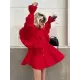 Asymmetric Buttoned Elasticity Layered Ruffled Solid Color High-Low Long Sleeves Lapel Mini Dresses Asymmetric Buttoned Elasticity Layered Ruffled Solid Color High-Low Long Sleeves Lapel Mini Dresses